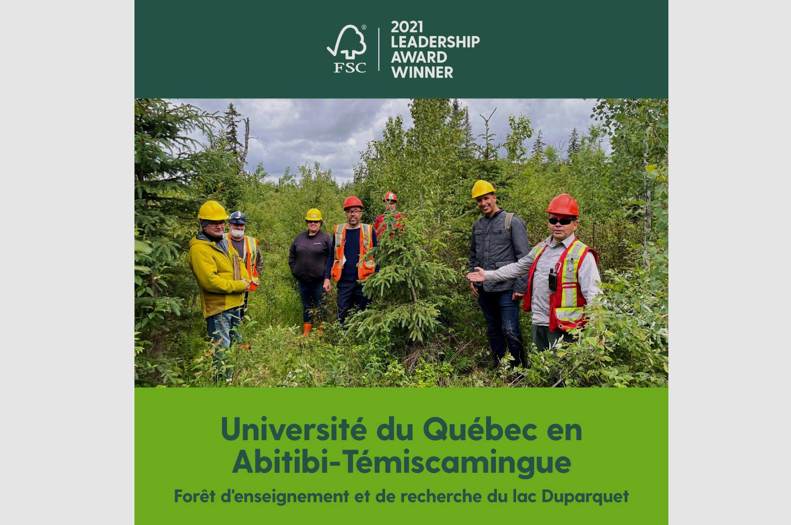 La FERLD récipiendaire de l’un des prestigieux Prix du leadership 2021 du Forest Stewardship Council (FSC)
