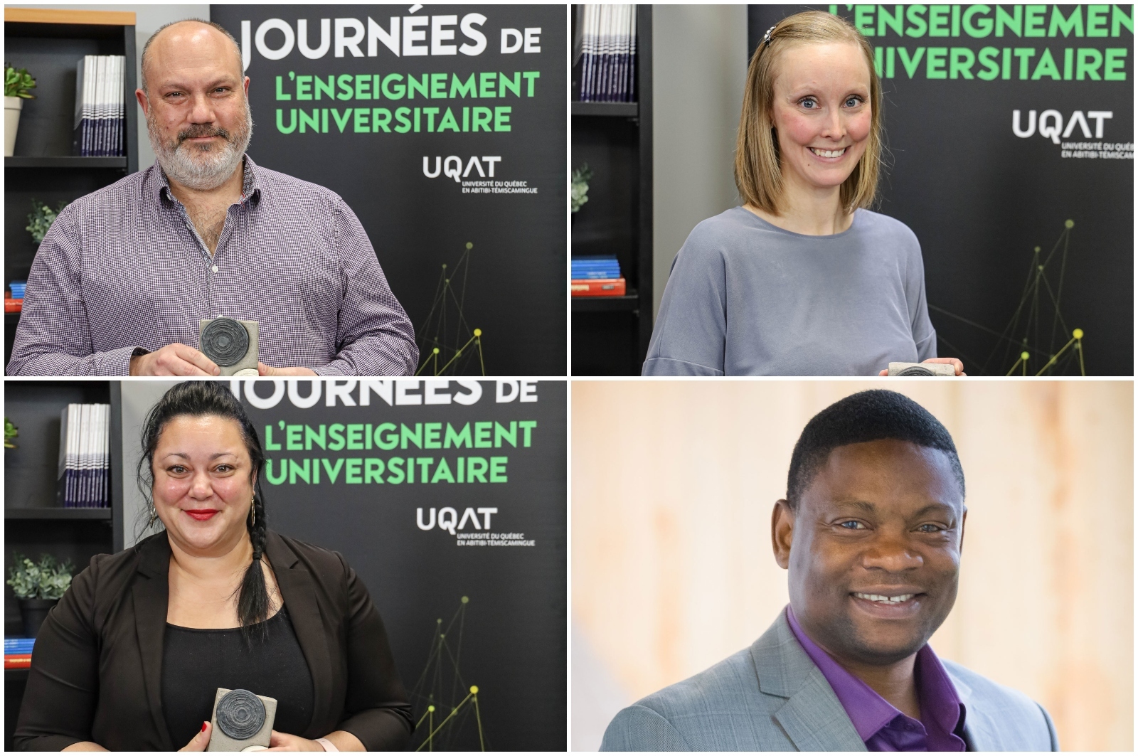Journées  de l'enseignement universitaire&nbsp;2022 : quatre membres du corps  professoral&nbsp; de l'UQAT voient leur excellence soulignée